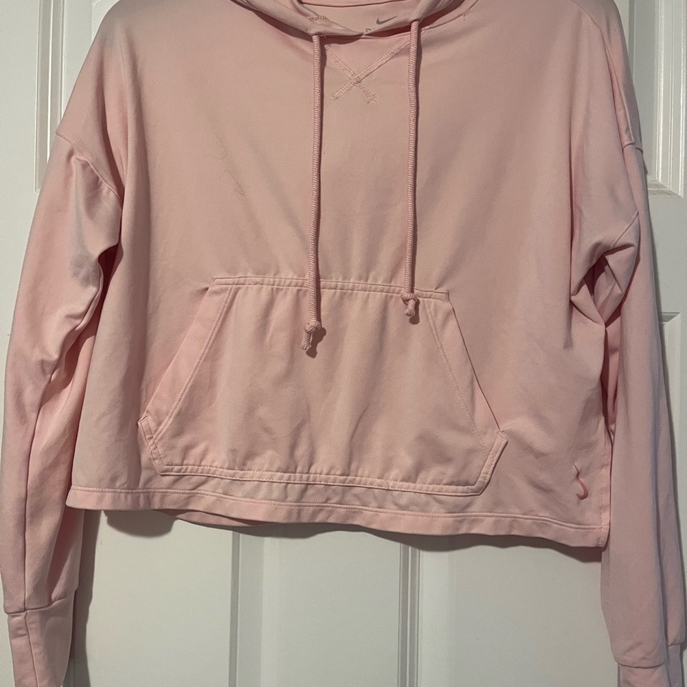Nike Pink Cropped Hoodie Sweatshirt